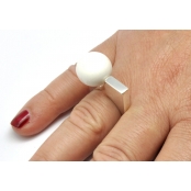 Bague céramique asymétrique Blanc