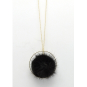 Collier sautoir à pompon Noir