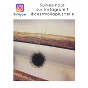 Collier sautoir à pompon Noir