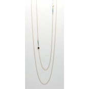 Collier double long et fin Turquoise