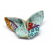 Broche Origami Papillon en tissu Bleu