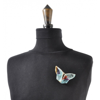  - 3700982216884 - The cocotte - Broche Origami Papillon en tissu Bleu - France