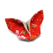 Broche Origami Papillon en tissu Rouge