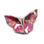 Broche Origami Papillon en tissu Rose