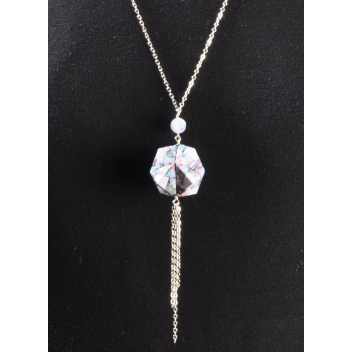  - 3700982216921 - The cocotte - Collier sautoir papier Origami Boule Bleu - France - 2