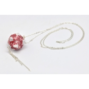 Collier sautoir papier Origami Boule Rouge