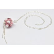 Collier sautoir papier Origami Boule Rose