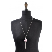 Collier sautoir papier Origami Boule Rose