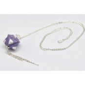 Collier sautoir papier Origami Boule Violet