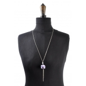 Collier sautoir papier Origami Boule Violet