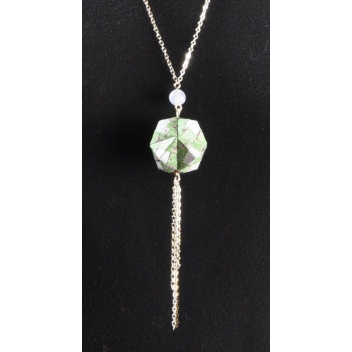  - 3700982215955 - The cocotte - Collier sautoir papier Origami Boule Vert - France - 2