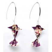 Boucles d'oreille papier Origami Carpe Violet