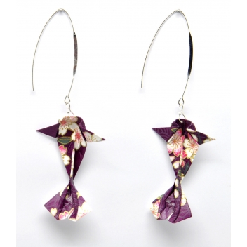  - 3700982215962 - The cocotte - Boucles d\'oreille papier Origami Carpe Violet - France - 4