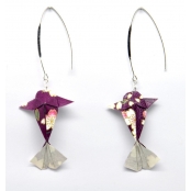 Boucles d'oreille papier Origami Carpe Violet