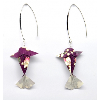  - 3700982215962 - The cocotte - Boucles d\'oreille papier Origami Carpe Violet - France