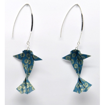  - 3700982215979 - The cocotte - Boucles d'oreille papier Origami Carpe Turquoise - France - 4