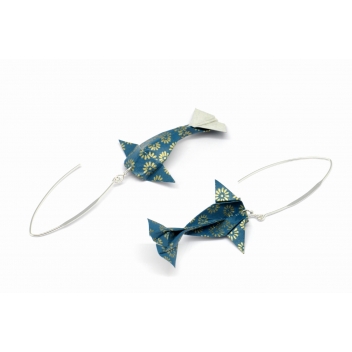  - 3700982215979 - The cocotte - Boucles d'oreille papier Origami Carpe Turquoise - France - 2