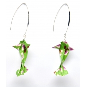 Boucles d\'oreille papier Origami Carpe Vert