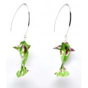 Boucles d'oreille papier Origami Carpe Vert