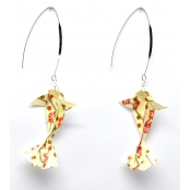 Boucles d\'oreille papier Origami Carpe Beige