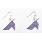 Boucles d'oreille papier Origami Cocotte Violet
