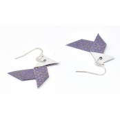 Boucles d'oreille papier Origami Cocotte Violet