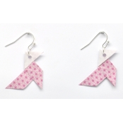 Boucles d\'oreille papier Origami Cocotte Rose