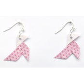 Boucles d'oreille papier Origami Cocotte Rose