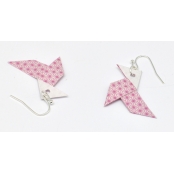 Boucles d'oreille papier Origami Cocotte Rose