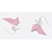 Boucles d\'oreille papier Origami Cocotte Rose