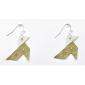 Boucles d\'oreille papier Origami Cocotte Kaki