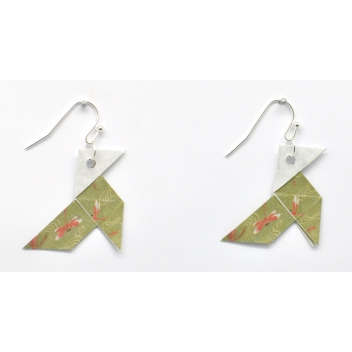  - 3700982216044 - The cocotte - Boucles d\'oreille papier Origami Cocotte Kaki - France - 3