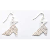 Boucles d'oreille papier Origami Cocotte Rose gris c.