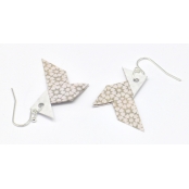 Boucles d'oreille papier Origami Cocotte Rose gris c.