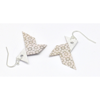  - 3700982216068 - The cocotte - Boucles d\'oreille papier Origami Cocotte Rose gris c. - France