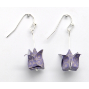 Boucles d'oreille papier Origami Lotus Violet