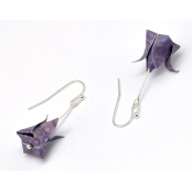 Boucles d'oreille papier Origami Lotus Violet