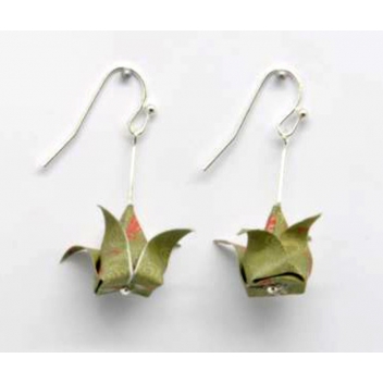  - 3700982216105 - The cocotte - Boucles d\'oreille papier Origami Lotus Kaki - France - 3