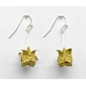 Boucles d\'oreille papier Origami Lotus Moutard