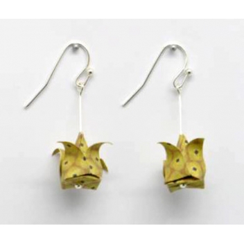  - 3700982216112 - The cocotte - Boucles d\'oreille papier Origami Lotus Moutard - France - 3