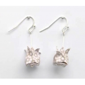 Boucles d'oreille papier Origami Lotus Rose gris cl.