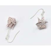 Boucles d'oreille papier Origami Lotus Rose gris cl.