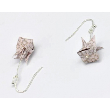  - 3700982216129 - The cocotte - Boucles d\'oreille papier Origami Lotus Rose gris cl. - France