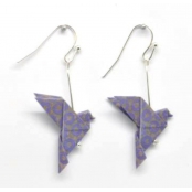 Boucles d'oreille papier Origami Colombe Violet