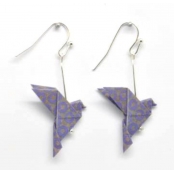 Boucles d\'oreille papier Origami Colombe Violet