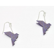 Boucles d\'oreille papier Origami Colombe Violet