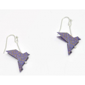  - 3700982216143 - The cocotte - Boucles d'oreille papier Origami Colombe Violet - France