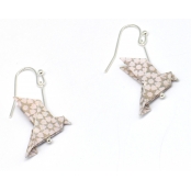 Boucles d'oreille papier Origami Colombe Rose gris c.