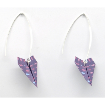  - 3700982216204 - The cocotte - Boucles d\'oreille papier Origami Avion Violet goutte - France - 3