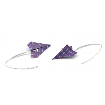  - 3700982216204 - The cocotte - Boucles d\'oreille papier Origami Avion Violet goutte - France